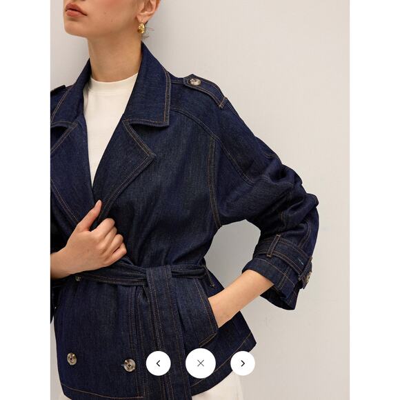 Commense Denim Short Trench Coat Sz XL - Picture 3 of 6